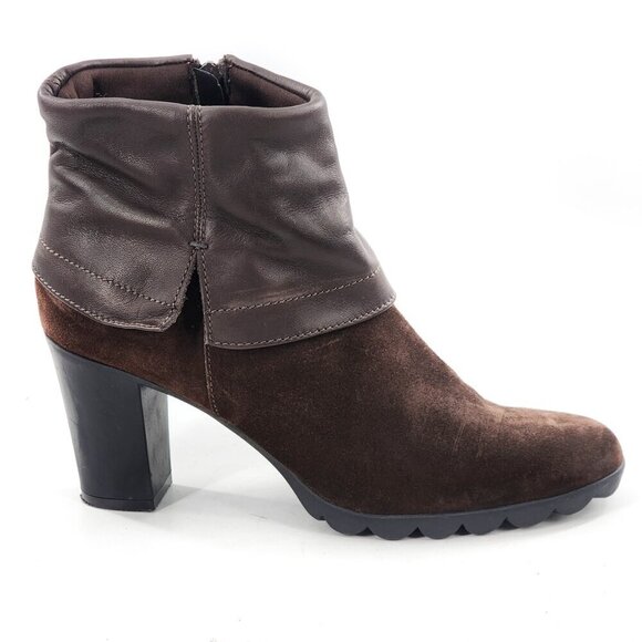 THE FLEXX Dip Rock Suede Leather Bootie Dark Brown 3" Heel Zip - Picture 1 of 9